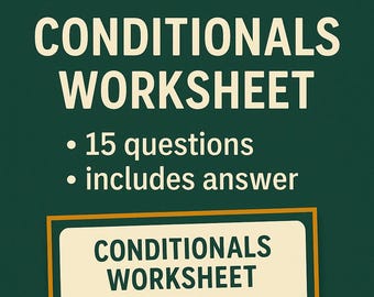 ESL Conditionals Worksheet | Grammar Practice Printable PDF + Editable Word Doc