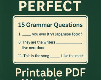 Present Perfect ESL Worksheet | 15 Grammar Questions + Answer Key | Printable English PDF + Editable Word Doc