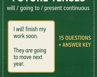 ESL Grammar Worksheet | Future Tenses (PDF + Answer Key + Editable Word Doc)