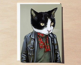 Mooch - Greeting Card - Blank Inside - Cats In Clothes