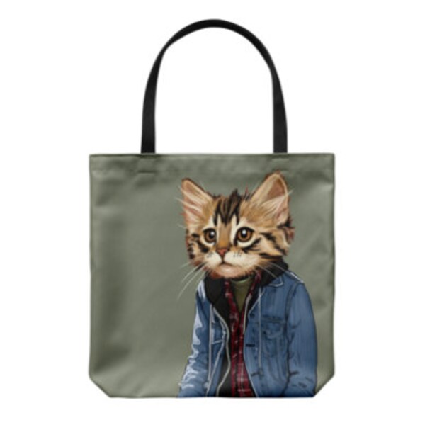 Kevin-Oversized Tote Shopping Clothes Shoulder Big Size Bag-Cats In Clothes by Heather Mattoon