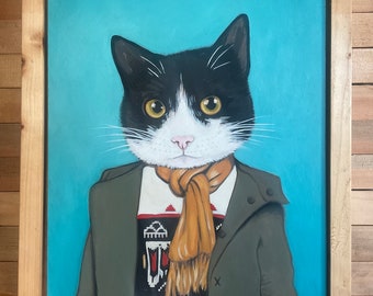 Original Cats In Clothes Painting - Lupe - by Heather Mattoon