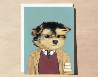 Stewart - Greeting Card - Blank Inside - Dogs In Clothes
