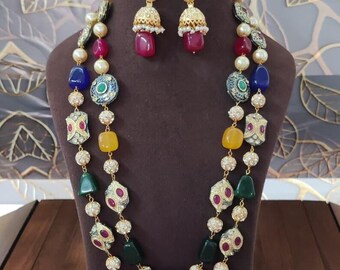 Meenakari Kundan necklace & earrings: Sabyasachi inspired Indian jewelry