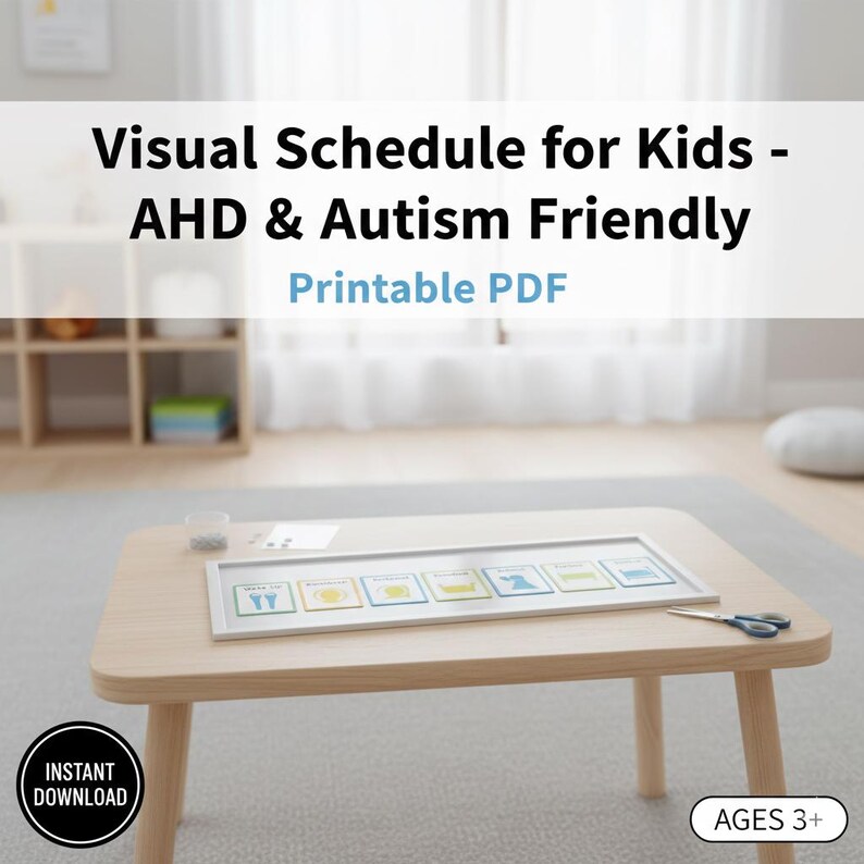 Visual Hur Daily Visual Schedule for Kids – Printable Routine Cards ADHD Autism ...