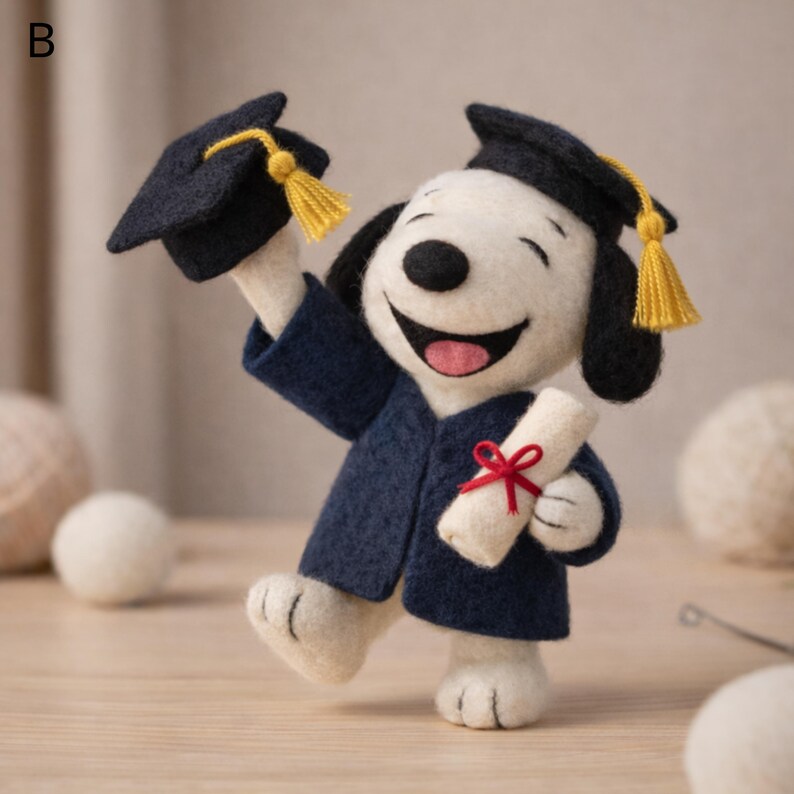 Needle Felted Snoopy Inspired Graduation Doll • Class of 2026 Gift ...