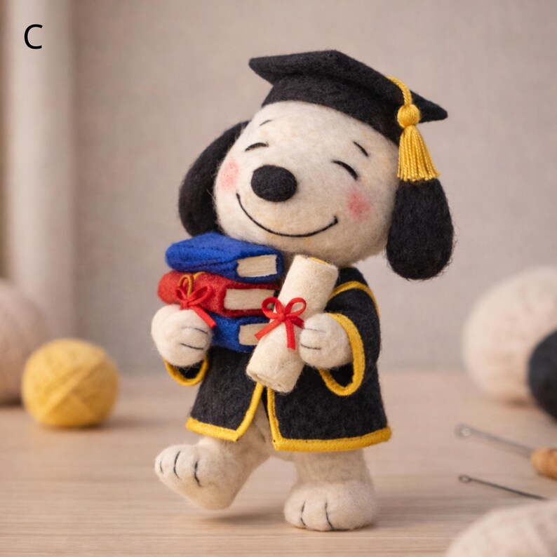 Needle Felted Snoopy Inspired Graduation Doll • Class of 2026 Gift ...