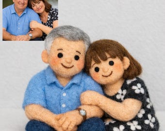 Figura de pareja de fieltro personalizada a partir de una foto – Muñecas de fieltro hechas a mano – Regalo personalizado para pareja