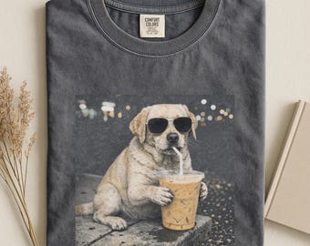 Comfort Colors Funny Dog Iced Coffee T-Shirt, Dog Mom Gift