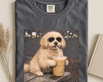 Funny Goldendoodle Iced Coffee Comfort Colors T-Shirt, Dog Mom Gift