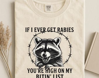 Camiseta con estampado de mapache y rabia de Comfort Colors, divertida camiseta gráfica