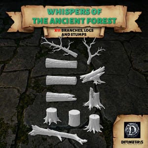 11 piezas de peanas de troncos y tocones de árboles | Terreno DnD Sylvaneth de Warhammer 40k AoS | Decoración de resina de madera de bosque para peanas de naturaleza | Miniaturas