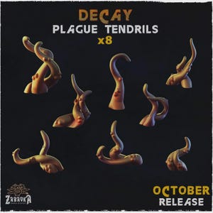 8x Decay Plague Tendrils Tentacles For Basing Bits | 28mm 32mm Tabletop Terrain Miniature Diorama Scenery Decor Elements | Zabavka Workshop