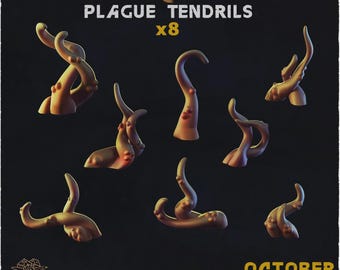 8x Decay Plague Tendrils Tentacles For Basing Bits | 28mm 32mm Tabletop Terrain Miniature Diorama Scenery Decor Elements | Zabavka Workshop