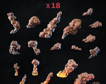 18x Smoke and Fire Set (3D Printed) - Zabavka Workshop | BASING BITS