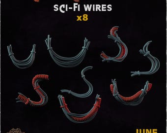 8x Mechanicus Temple Sci-Fi Wires Basing Bits | 28mm 32mm Tabletop Terrain Miniature Diorama Scenery Decor Cables Bundles | ZABAVKA WORKSHOP