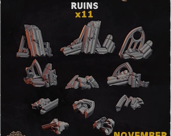 11x Blandade Stadsruiner Spillrester Baseringsbitar | Warhammer 40k AoS Gamla Världen Gondor Osgiliath Romersk Kolonn Gotiskt Fönsteravfall | Zabavka Workshop