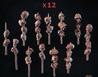 12x Medeltida huvuden på gäddor-set (3D-utskrivet) - Zabavka Workshop | BASING BITS