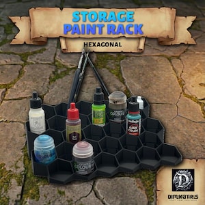 Hexagonal Paint Rack Organizer | Modular Wall Storage Citadel Vallejo Army Painter Bottles | 3D Printed Hobby Workspace | Paint Pot Holder