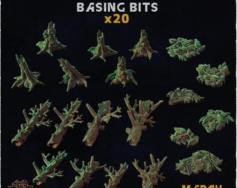 20x Deep Forest Basing Bits | Warhammer AoS DnD Mordheim Frostgrave Trädstubbar Stockar Löv Naturdekor | Zabavka Workshop | BASING BITS