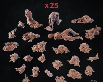 25x Ruttnande Lik Basing Bits | Warhammer 40k AoS Death Guard Flesh Eater Courts Chaos | Mordheim Dead Body Gore Dekor | Zabavka Workshop