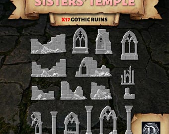 17x Gotiska Ruiner Basing Bits | Warhammer 40k Sisters of Battle | Adepta Sororitas Cathedral Land | Heliga Fristadsdekor | Miniatyrer