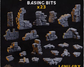 23x Castle Ruins Basing Bits | 28mm 32mm Tabletop Terrain Miniature Diorama Scenery Broken Stone Walls Archway Stairs | Zabavka Workshop