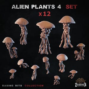 12x Alien Plants 4-set (3D-utskrivet) - Zabavka Workshop | BASING BITS