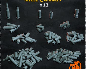 13x Shell Casings Basing Bits | 28mm 32mm Tabletop Terrain Miniature Diorama Scenery Spent Bullets Batteries Ammunition | Zabavka Workshop