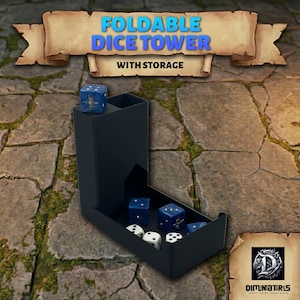 Torre de dados plegable de bolsillo con almacenamiento | Bandeja compacta para lanzar dados de juegos de rol, regalo para juegos de mesa, accesorio para lanzar dados de juegos de rol | Miniaturas