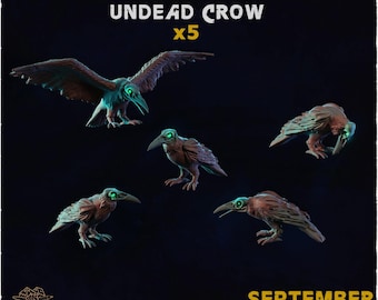 5x Land Of Ghosts Undead Crow Ravens Basing Bits | 28mm 32mm Tabletop Terrain Miniature Diorama Scenery Decor Elements | Zabavka Workshop