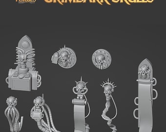8x Grimdark Skulls Basing Bits | 28mm 32mm Tabletop Terrain Miniature Diorama Scenery Decor Cybernetic Servo Bones Cables | See Forges