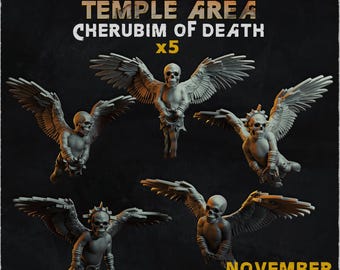 5x Adepta Temple Area Cherubim Of Death Basing Bits | 28mm 32mm Tabletop Terrain Miniature Diorama Scenery Decor Elements | Zabavka Workshop