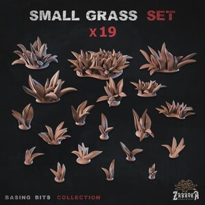 19x Small Grass Set Tufts Flora For Basing Bits | 28mm 32mm Tabletop Terrain Miniature Diorama Scenery Decor Plants | Zabavka Workshop