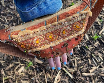 Embroidered/ Embellished wrist bag / Mini dumpling bag