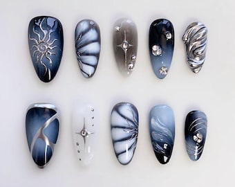 Blauwe plaknagels met een chroomeffect!!!