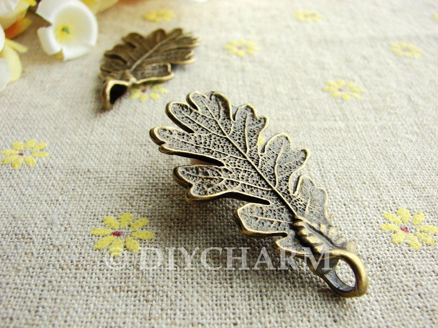 Antique Bronze Metal Leaf Charms 48x24mm 5pcs DC23157 Etsy