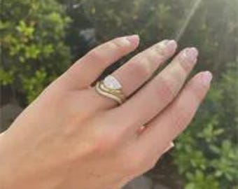 Toi et Moi Moissaniet-ring met peervorm | 925 sterlingzilveren band, verlovingsring