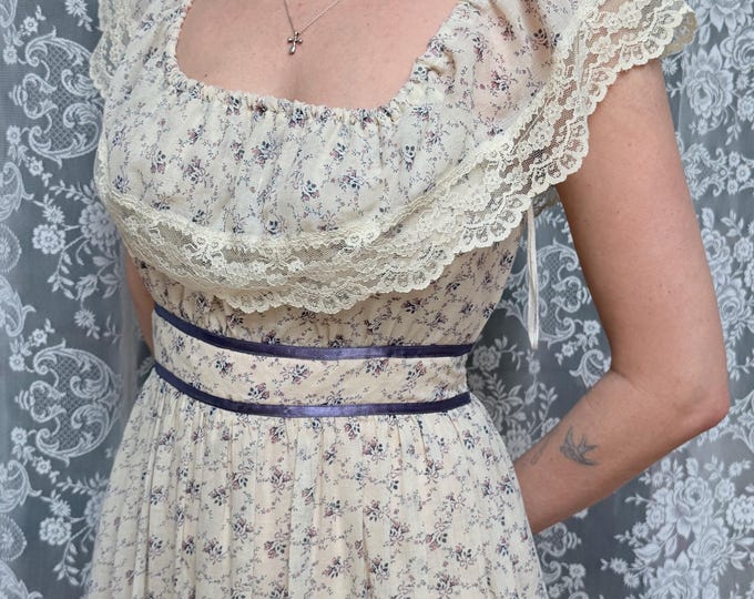Vintage 1970s Gunne Sax Lilac Floral Prairie Cottagecore Dress - Etsy