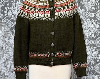 1970s Fair Isle Hand-Knitted Norwegian Cardigan