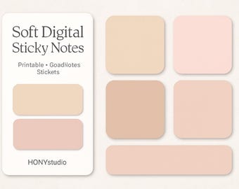 Soft Digital Sticky Notes | Minimalist Pastel Notes | Printable GoodNotes Stickers HONYStudio