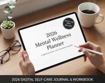 Mindful Wellness Planner, Daily Self-Care Journal (Printable PDF)