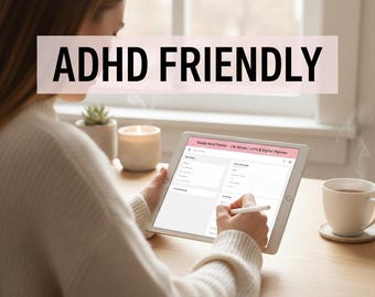 Steady Mind ADHD & Anxiety Planner, Digital Goodnotes Temples Minimalist Ipad Daily Organizer, Lite Version For Focus 2 Styles