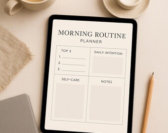 Mindful Morning Routine Planner, Self Care Template (PDF)