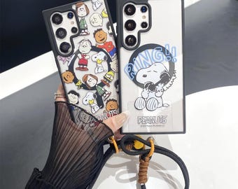Cartoon Snoopy Magnetic Phone Case Stand, Holder for S26 S25 S24 S23 Ultra Plus