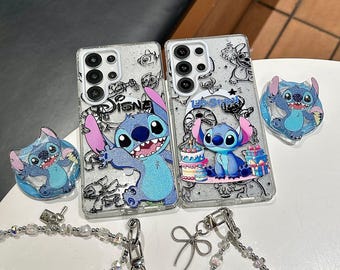 Doodle Stitch Phone Case with Stand and Lanyard for Samsung S23-S26 Ultra Plus