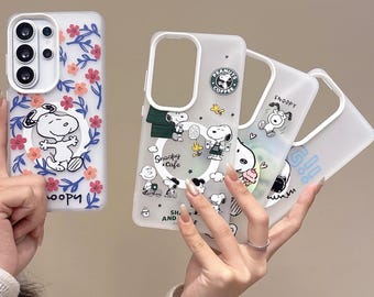 Snoopy Phone Case with Stand for Samsung S23-S26 Ultra Plus Models