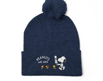 Vintage 1958 Snoopy Ice Skating Peanuts Beanie With Pom Pom  display picture 1