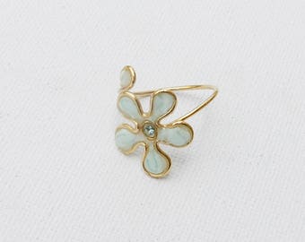 Light blue ring, Light blue, Ring flower, Gift for her, Trendy ring. Cheap ring. Flower ring.