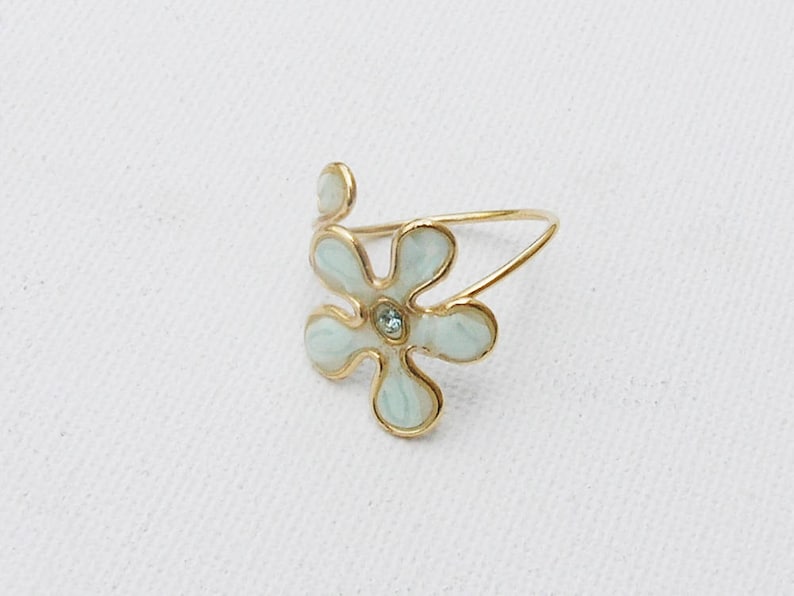 Trendy ring Light blue ring Cheap ring Light blue Ring flower Flower ring. Gift for her